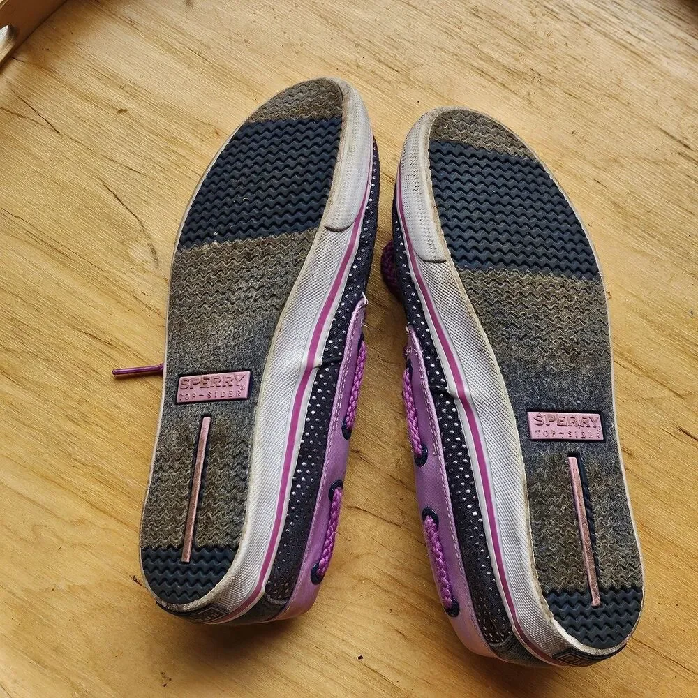 Sperry Girls Top-Sider Bahama Navy/Purple Dot Us 2.0M boat Shoes preppy slip-on